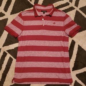 Dark and light red strip polo